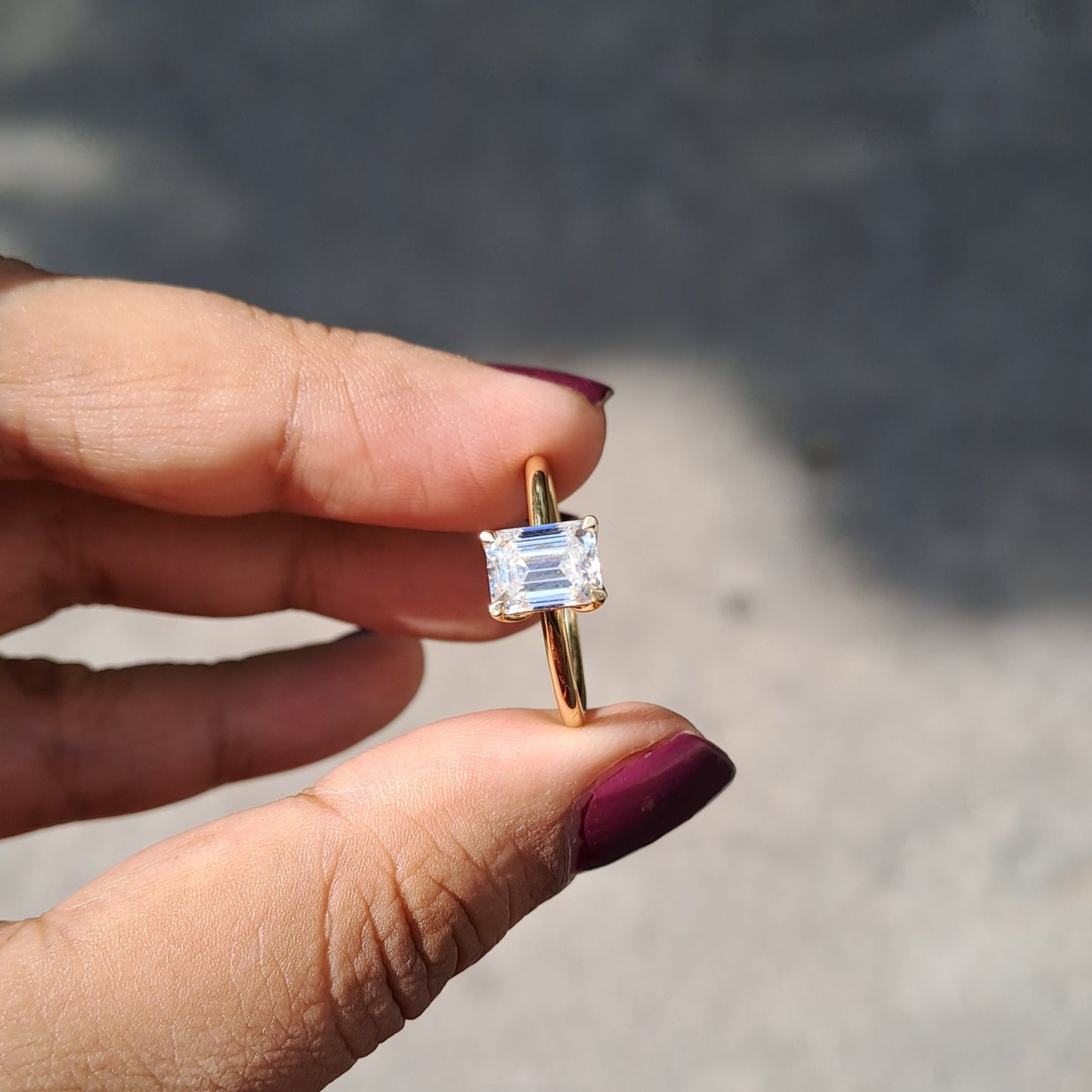 Lorenza Emerald Cut Moissanite Ring - (1.02 CT)