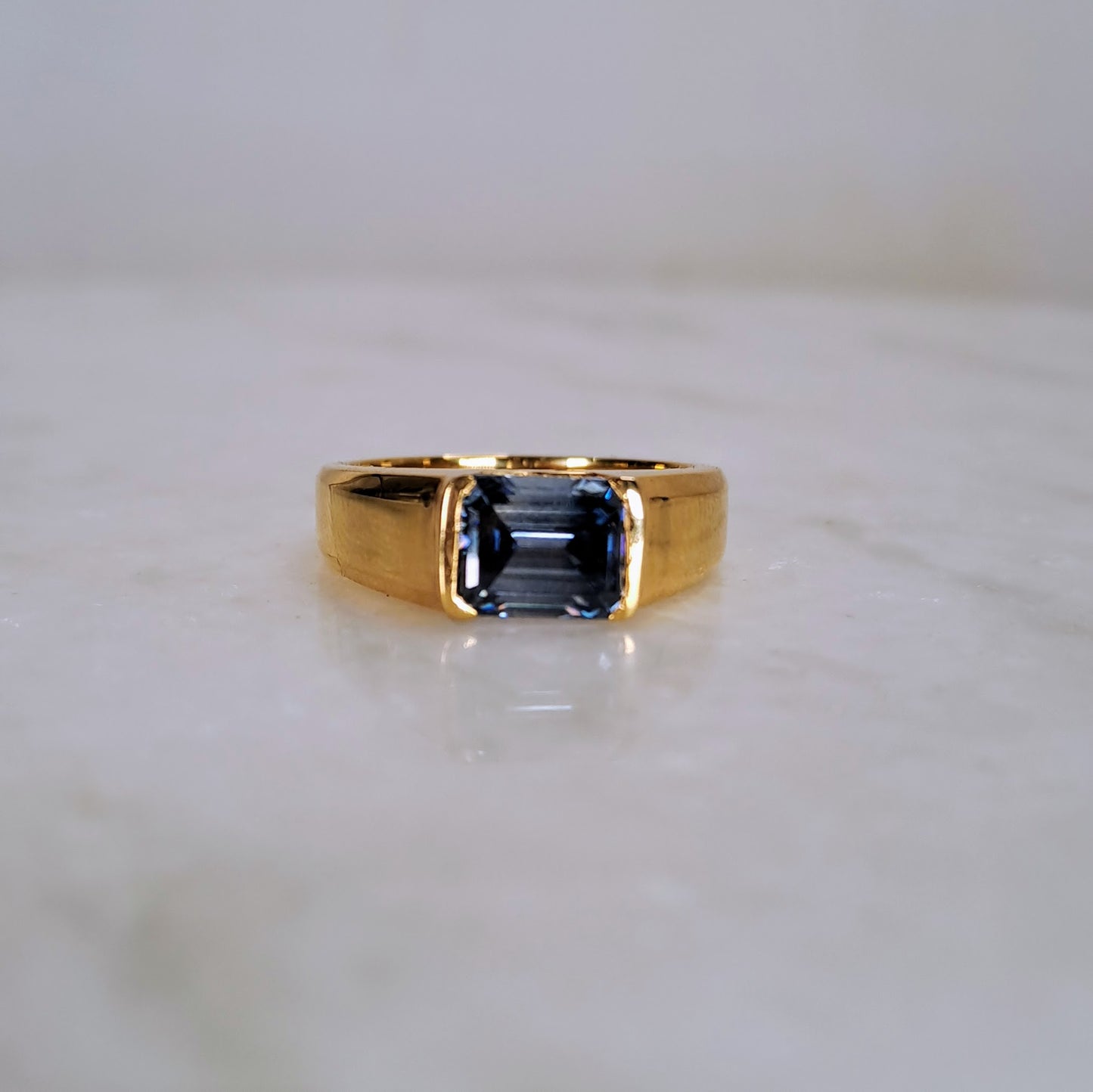 Corn Blue Moissanite or blue sapphire Ring for Men