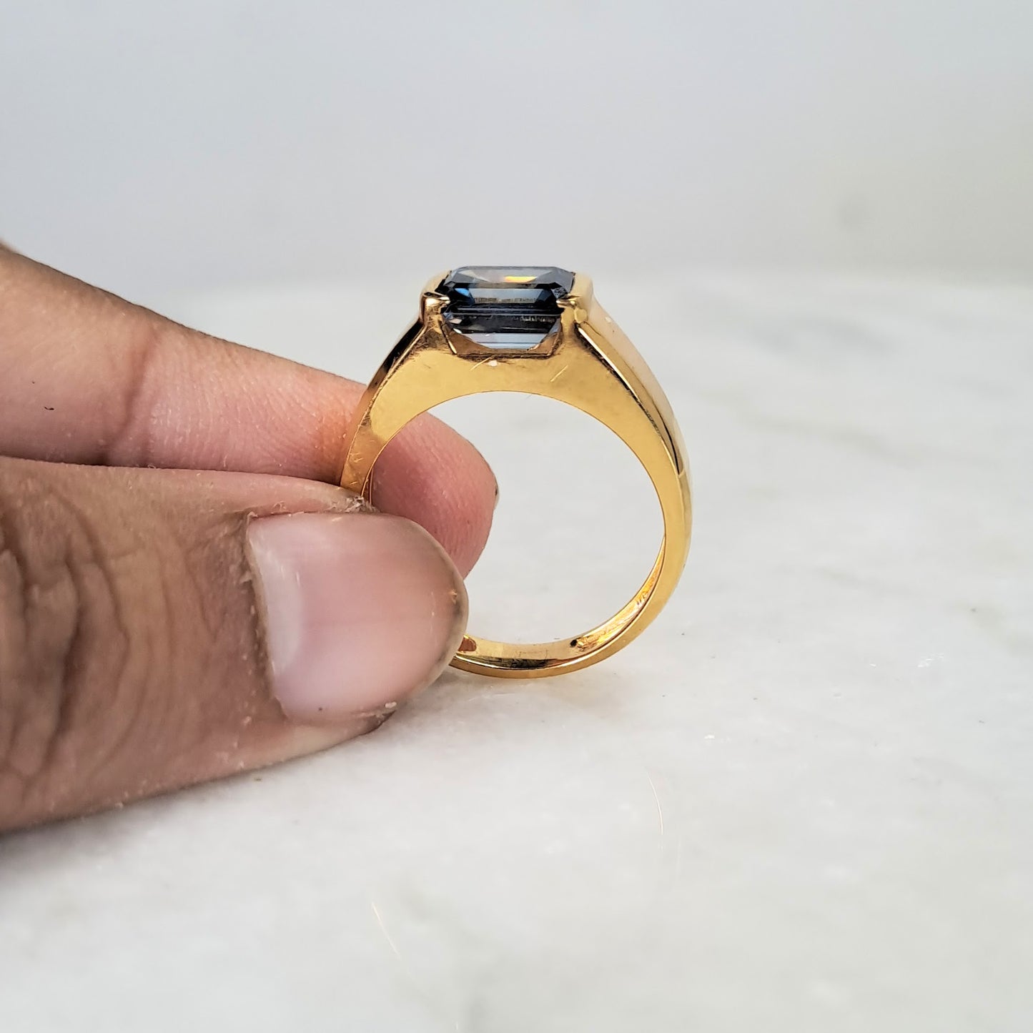 Corn Blue Moissanite or blue sapphire Ring for Men