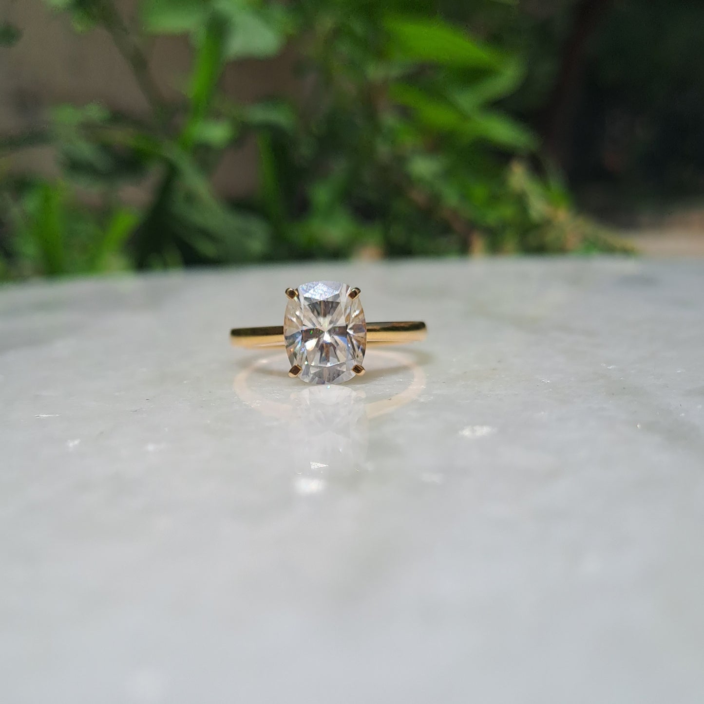 Aswi Cushion Solitaire Ring (2.72CT in 22Kt Gold)