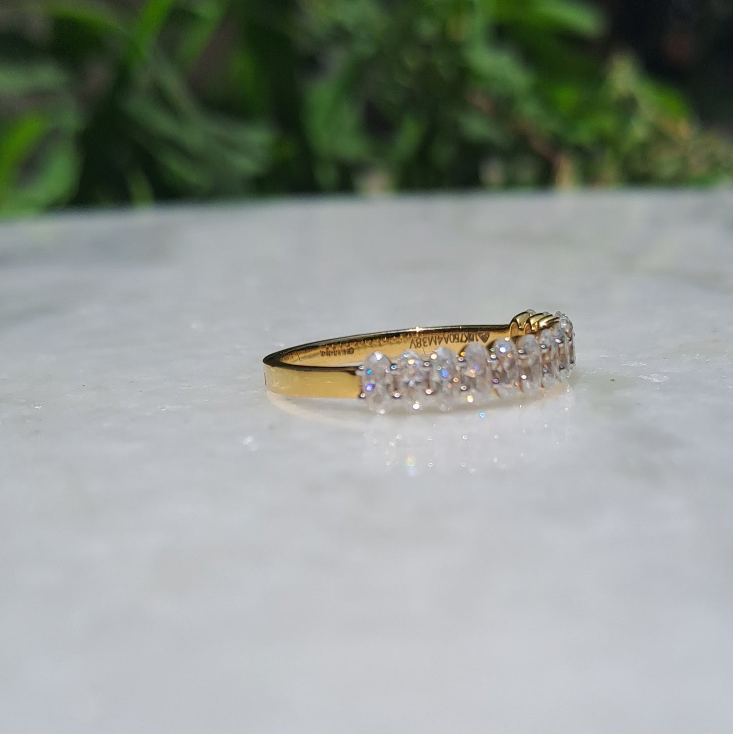 Oval Moissanite Half Eternity Band