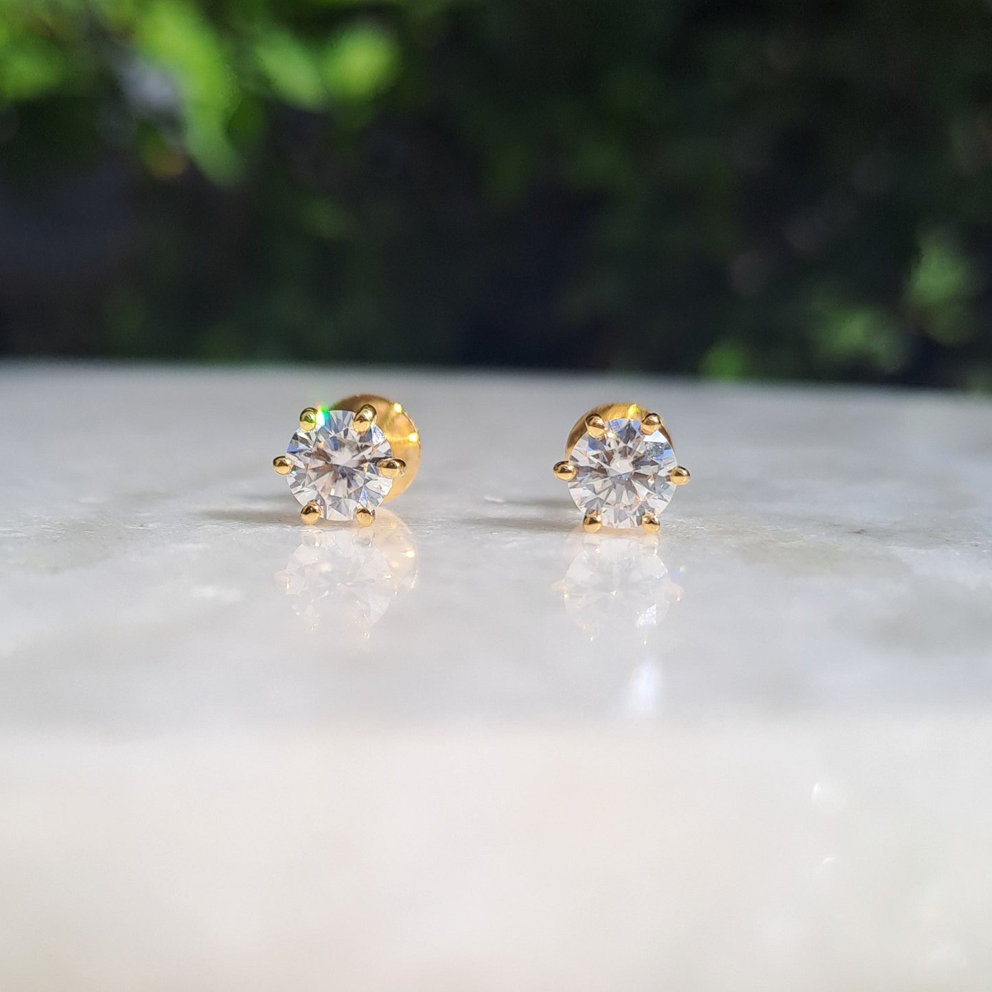 Six Prongs Martini Round Solitaire Earrings