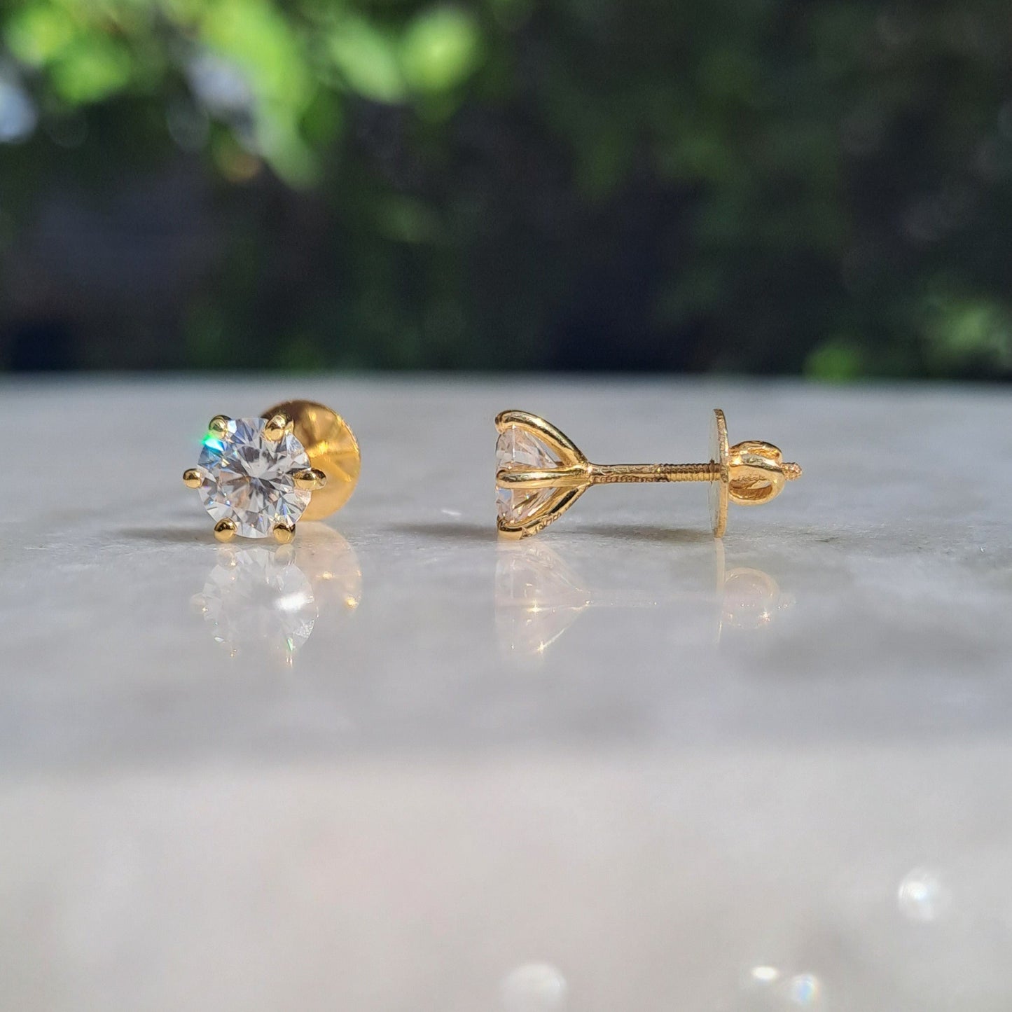 Six Prongs Martini Round Solitaire Earrings