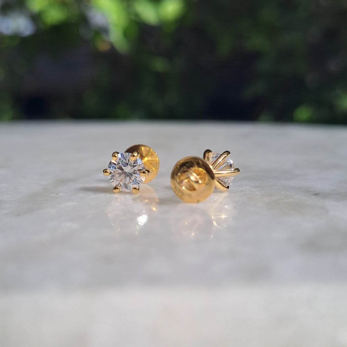 Six Prongs Martini Round Solitaire Earrings
