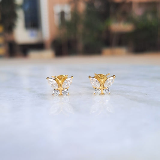 Cute Butterfly Ear rings in Moissanite and Lab Diamonds by Vai Ra