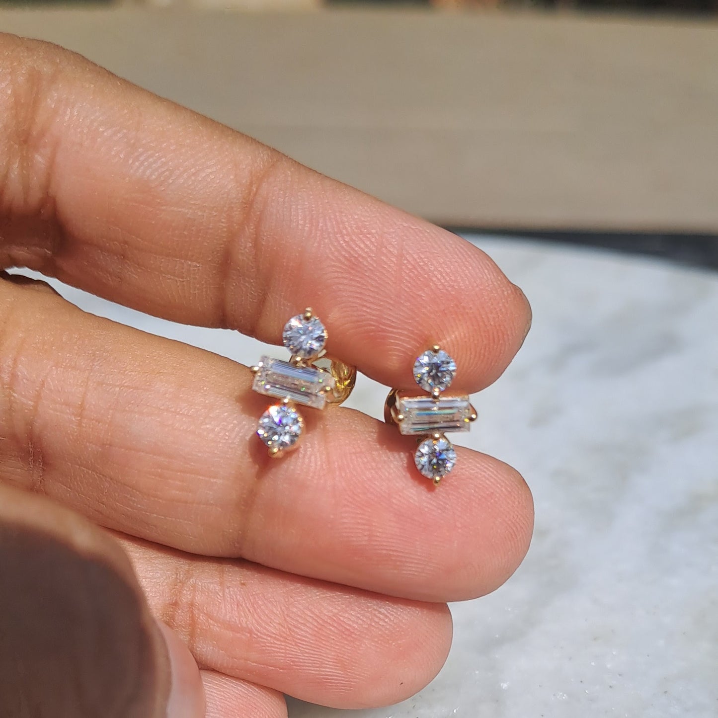Jaisvi Moissanite and Lab diamond Ear Rings by Vai Ra