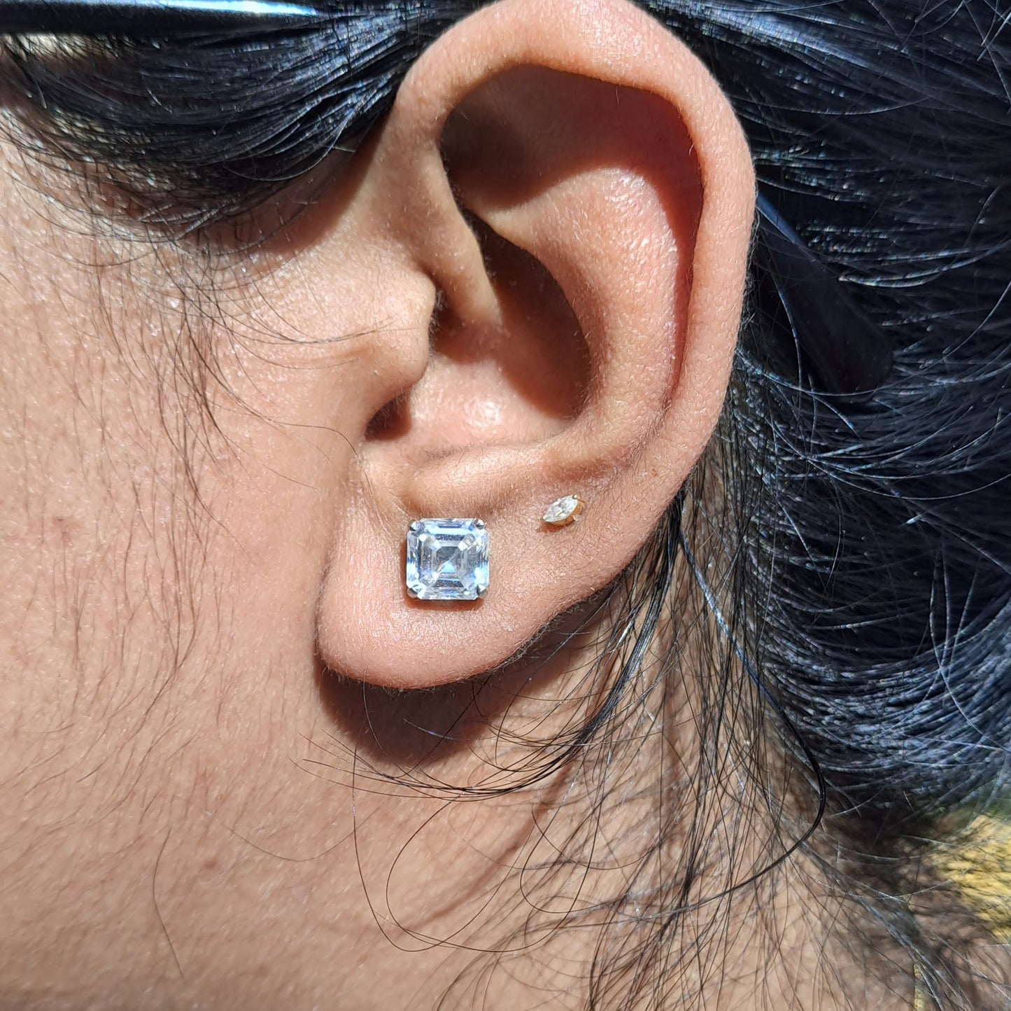 Asscher Solitaire 4.7 CT Moissanite Earring by Vai Ra