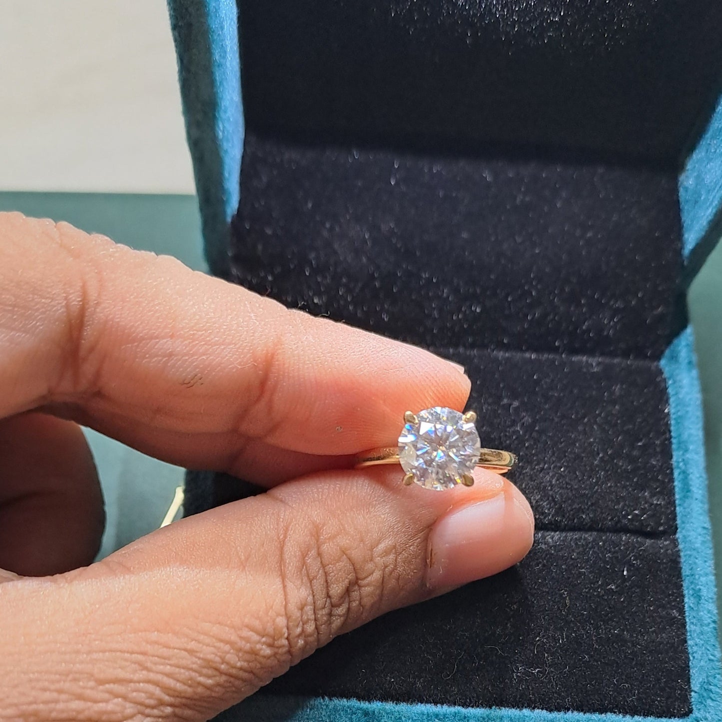 Priya Solitare Ring by Vaira in Moissanite and Gold