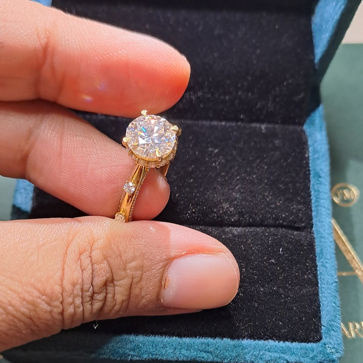 Raksha Soliaire Engagement Ring in Gold and Moisannite by Vai Ra