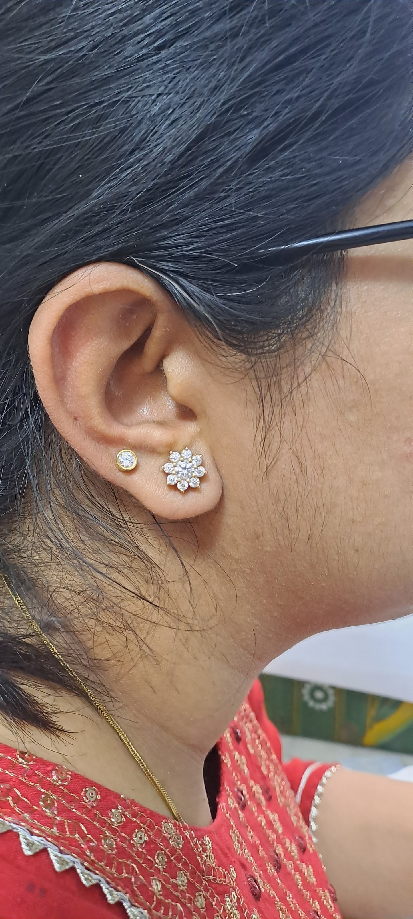 Floret Ear Rings in Moissanite Gold by Vai Ra