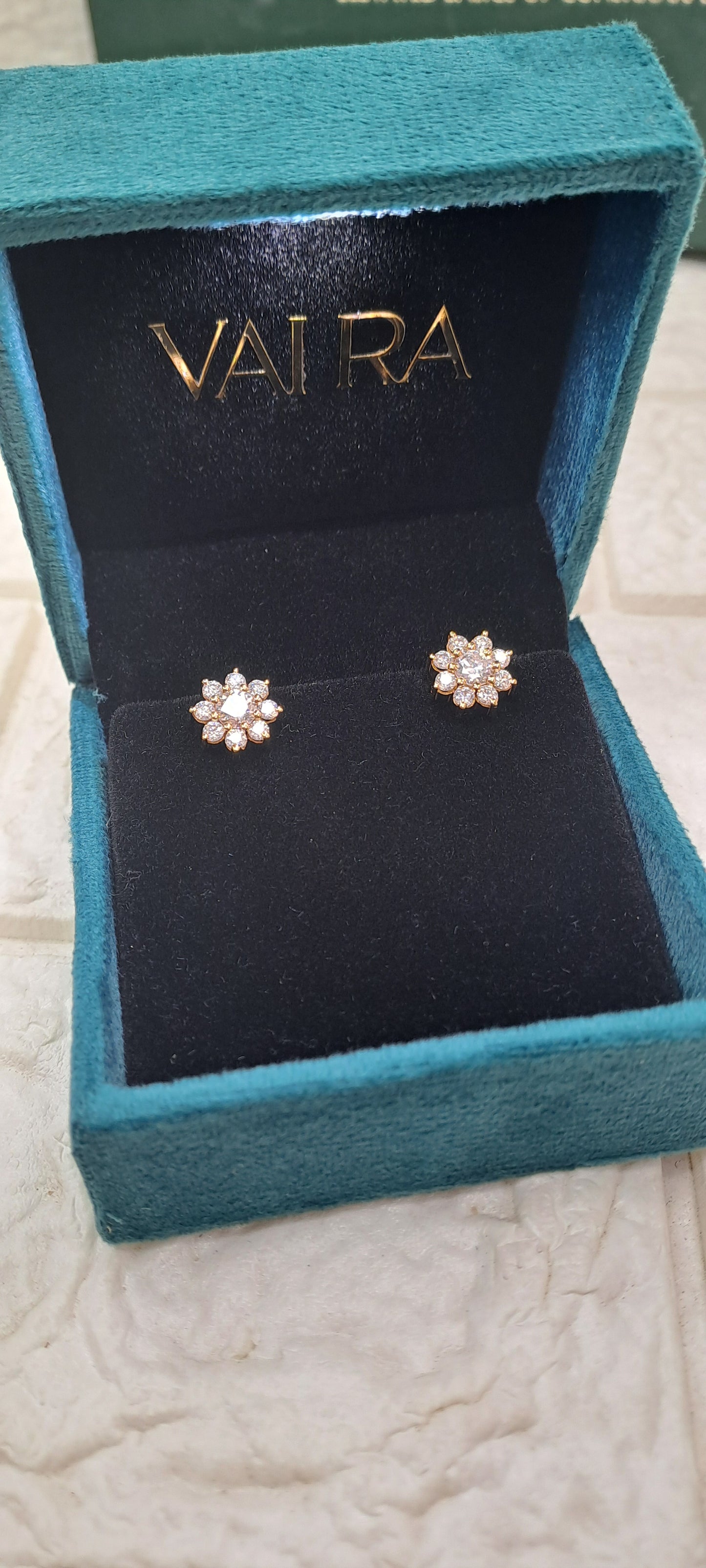 Floret Ear Rings in Moissanite Gold by Vai Ra