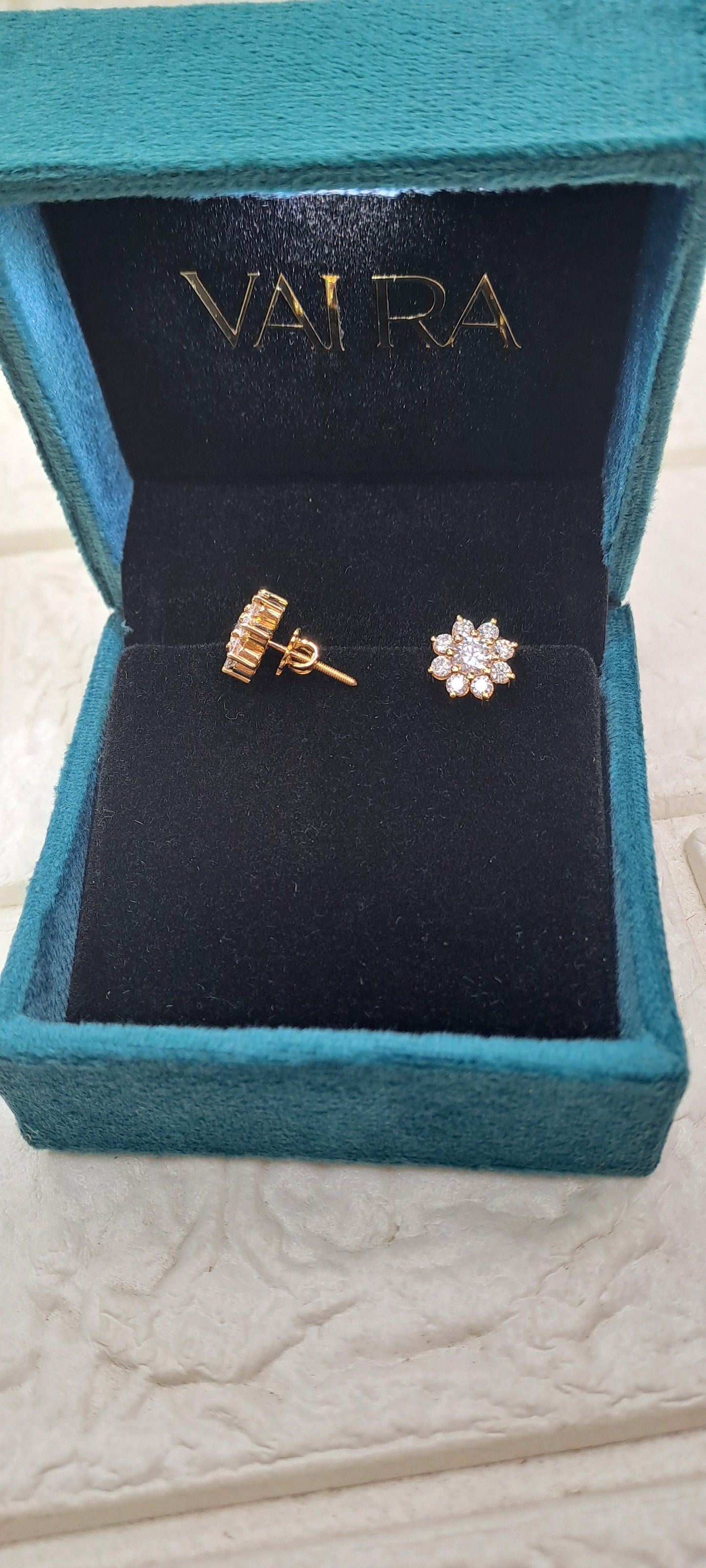 Floret Ear Rings in Moissanite Gold by Vai Ra