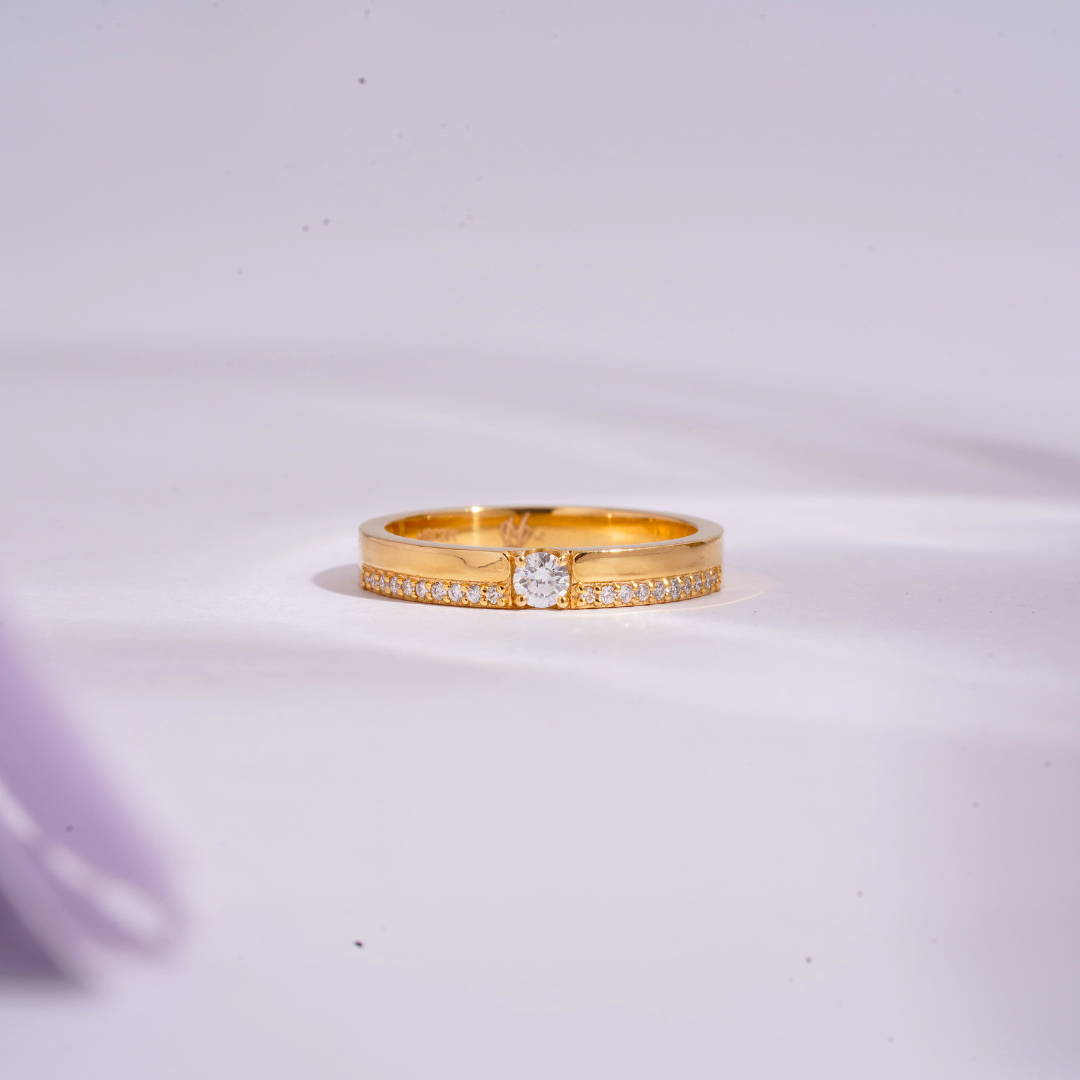 Amata Couple Ring Set in Moissanite and Lab and Natural Diamond by Vai Ra