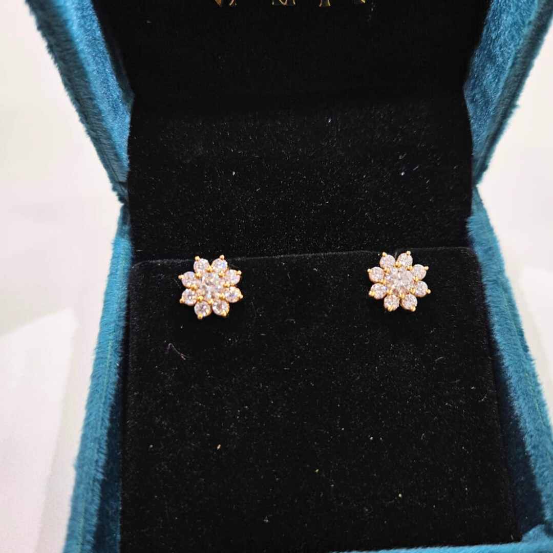 Floret Ear Rings in Moissanite Gold by Vai Ra