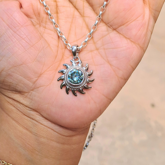 Teal Moissanite Pendant by Vai Ra