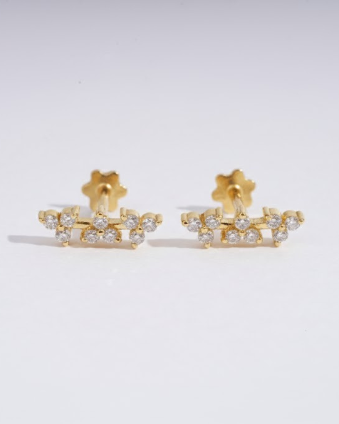 Three flower ear piercing in Lab diamond and Moissanite by Vai Ra