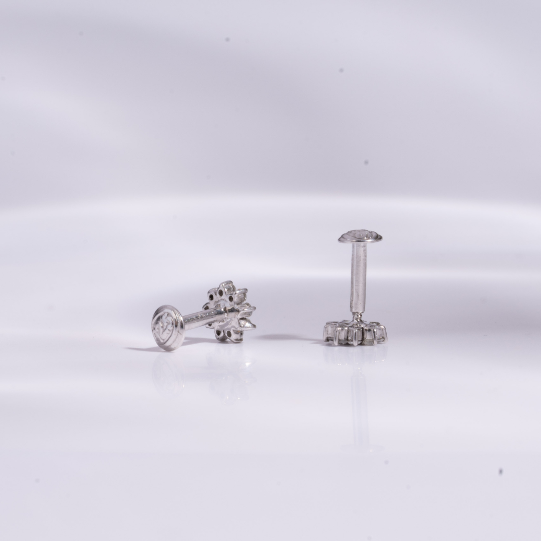 Sunflower Piercings in Moisannite and Lab Diamond by Vai Ra