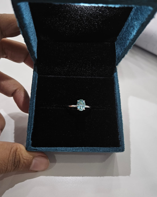 Harinil Teal Moissanite Ring 1.43 CT