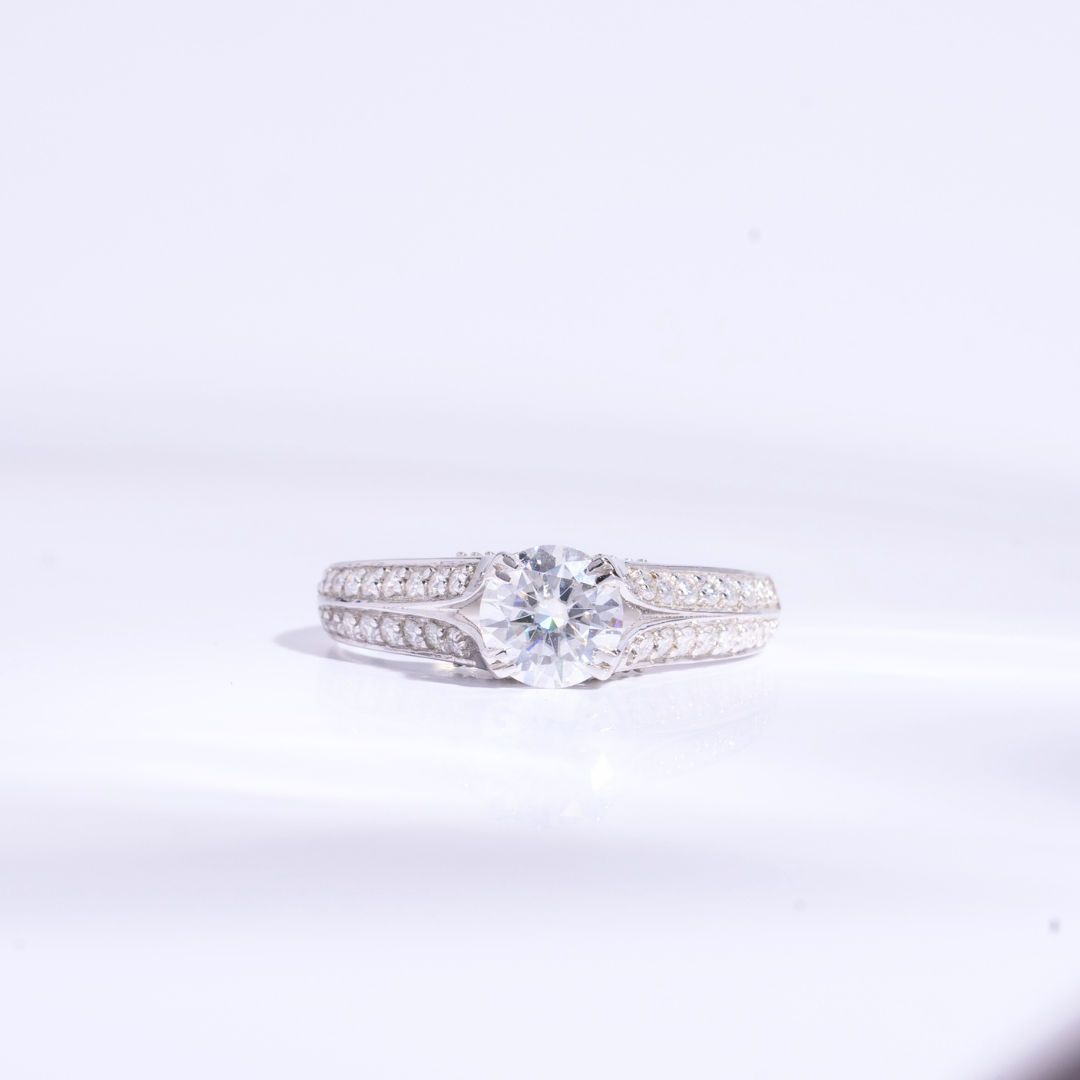 Naro Solitaire Ring Set with Split Shank (18KT Gold) Next Day Ship