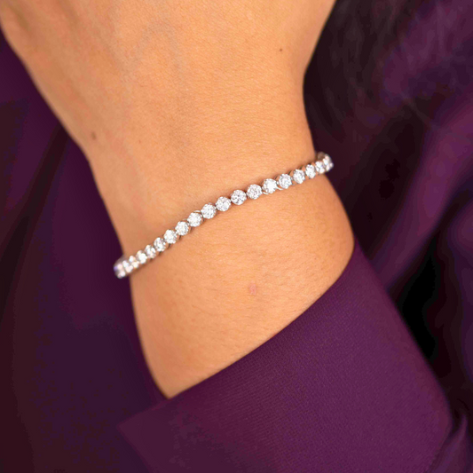 Round Tennis Bracelets in Moissanite and Lab Diamond by Vai Ra