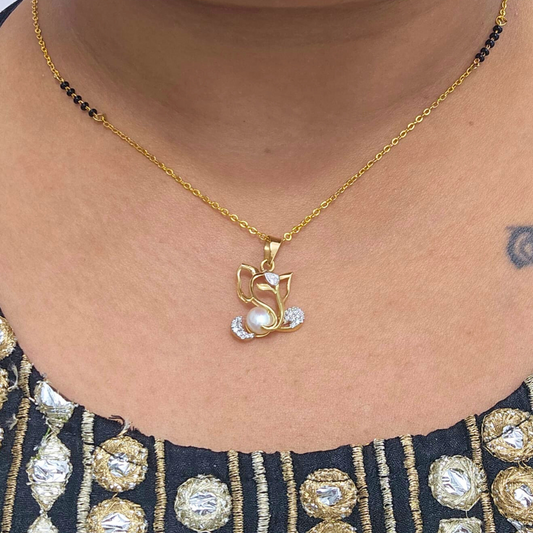Ganesha Pendant in Pearl and Diamond by Vai Ra