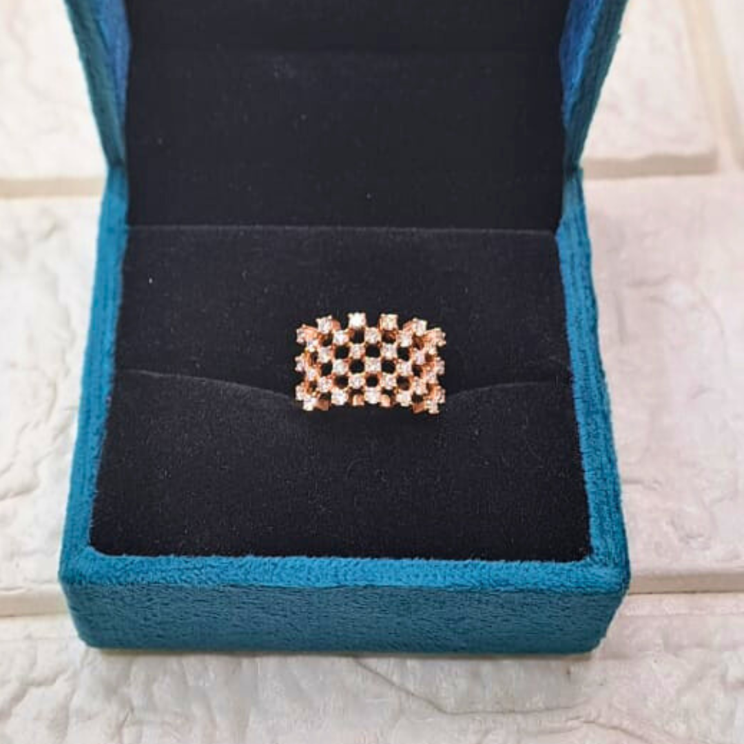 Mesh Knit Ring 1.2 CT in Diamond and Moissanite by Vai Ra