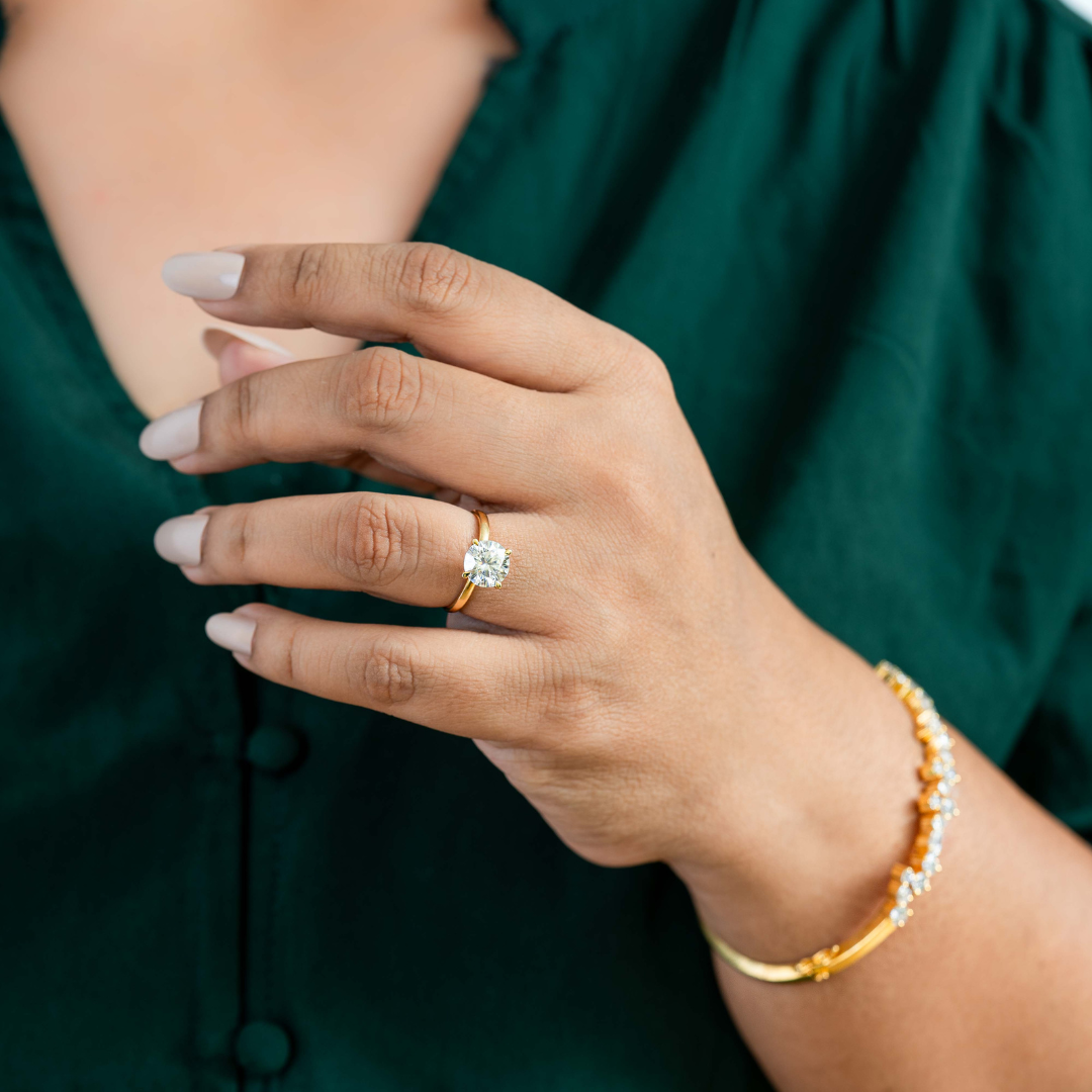 Priya Solitare Ring by Vaira in Moissanite and Lab Diamond