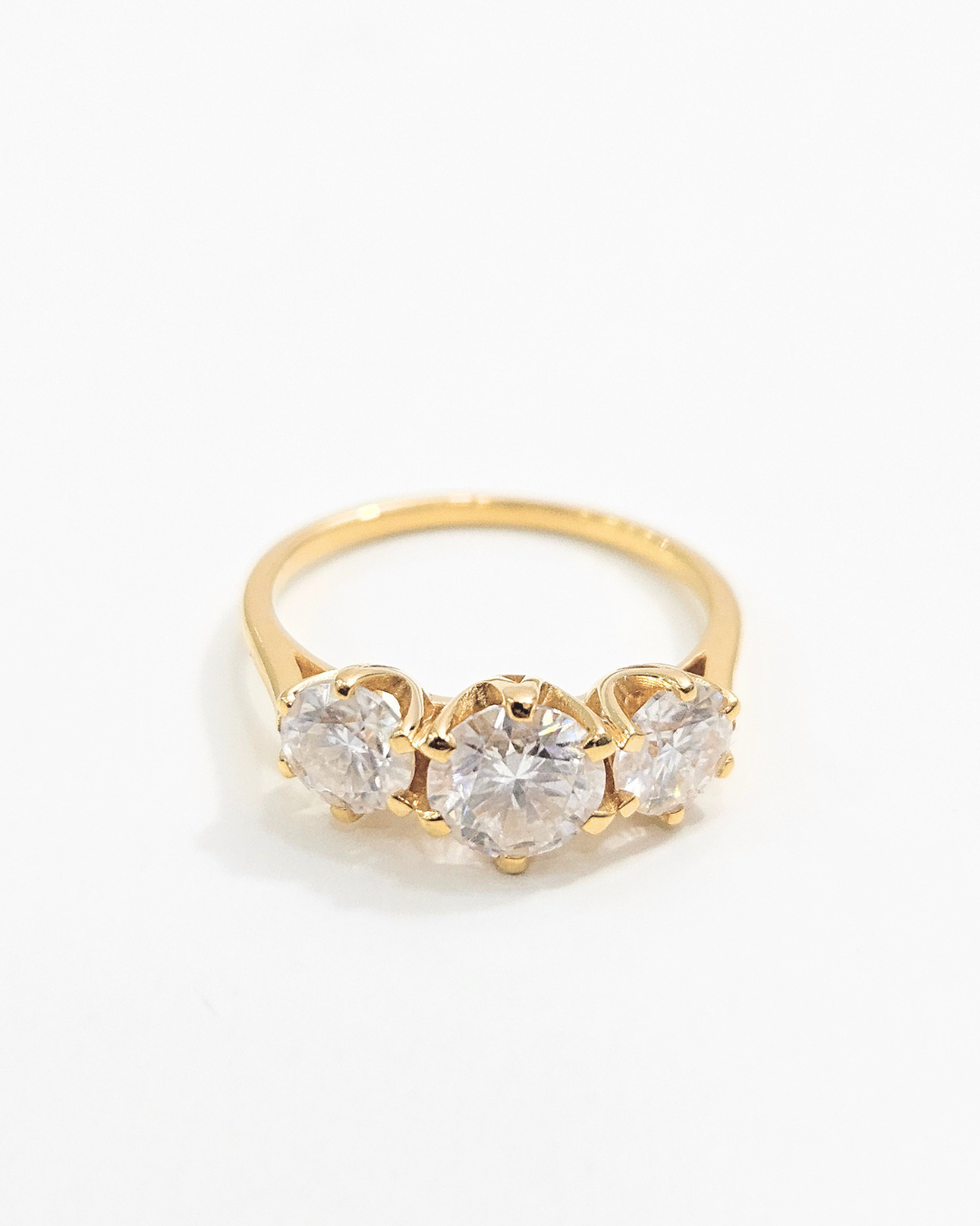 Bhuva Three stone Ring in Moissanite and Lab grown Diamond by Vai Ra