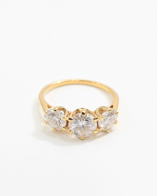 Bhuva Three stone Ring in Moissanite and Lab grown Diamond by Vai Ra