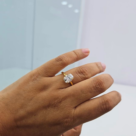 Chelsea Elongated Cushion Ring in Moissanite by Vai Ra