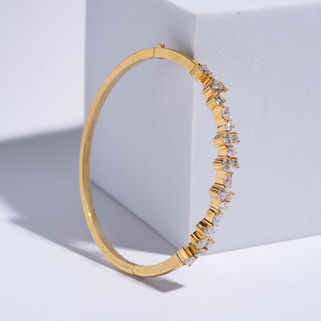 Dazzle Bangle in Moissanite and Lab Diamond by Vai Ra