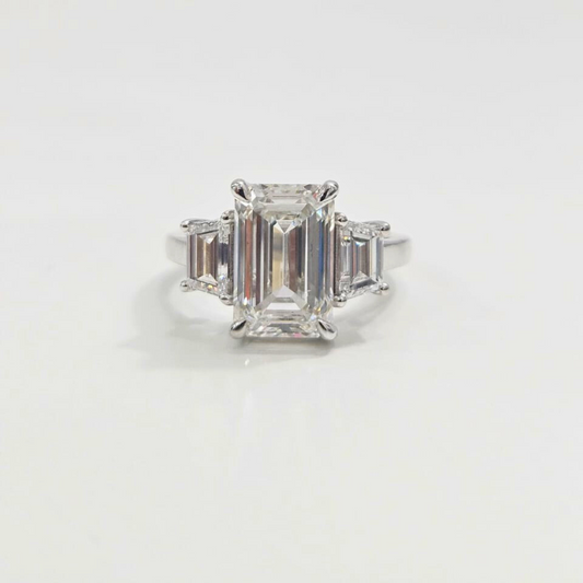 Trisa 5 CT Three Stone Engagement Ring in Moissanite & Lab Diamond by Vai Ra