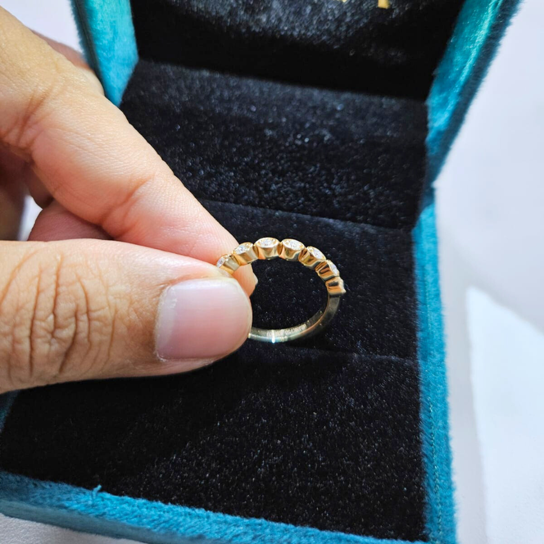 Wavy Band in Lab Diamond and Moissanite by Vai Ra