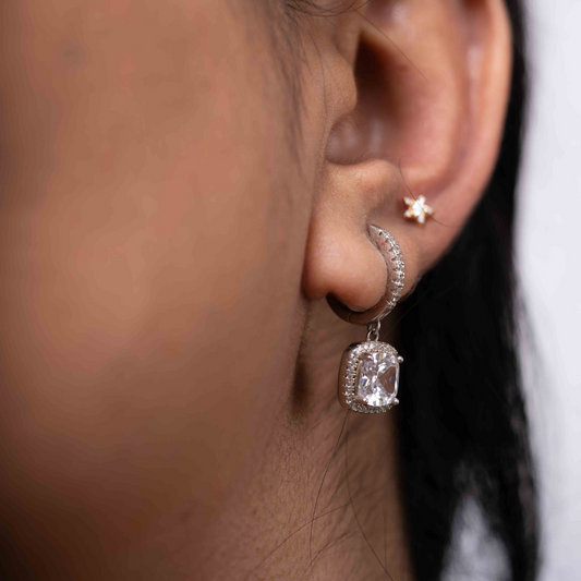 5 CT cushion Ear Hoops in Moissanite by Vai Ra