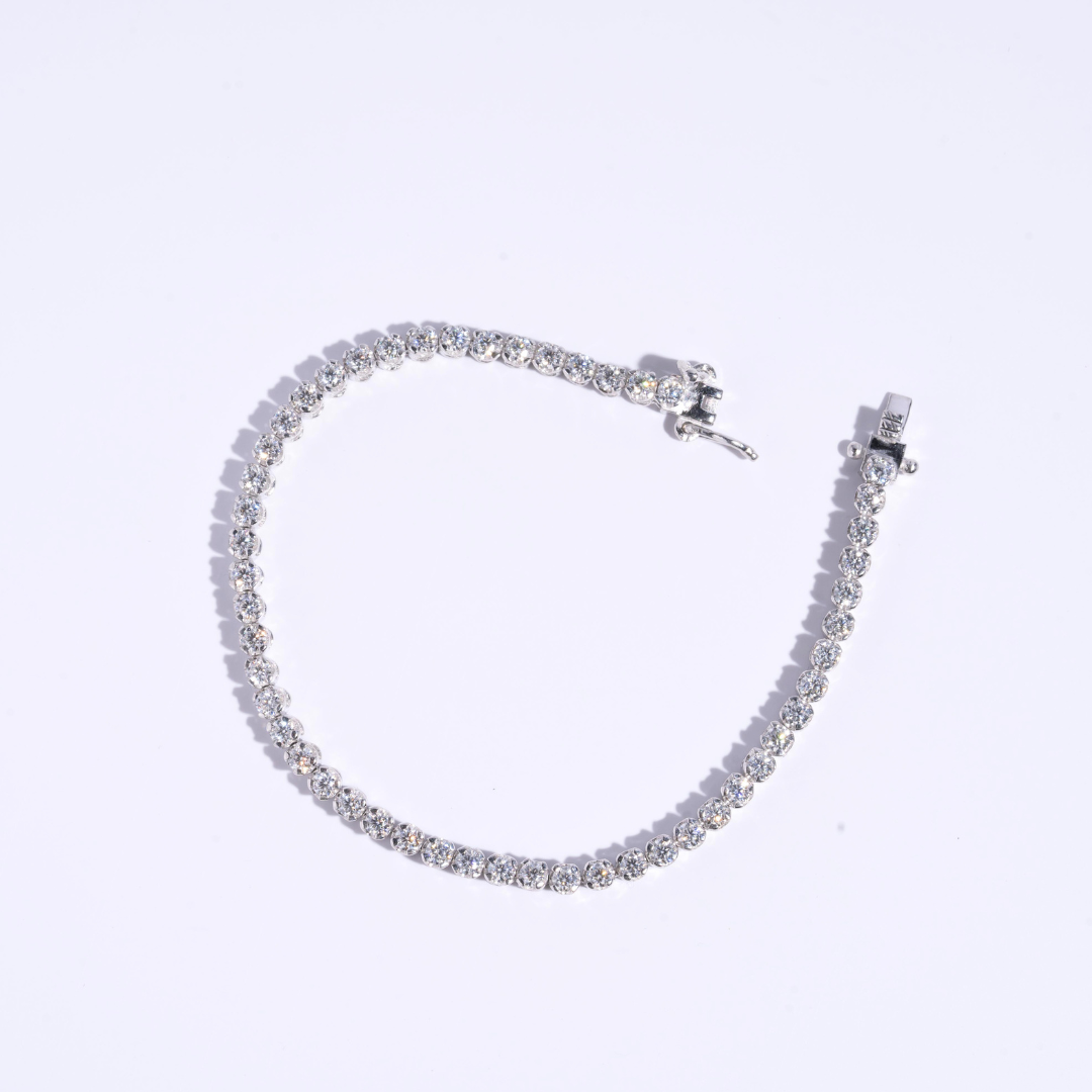 Cupcake Setting Bracelet (10 cents) in Moissanite and Lab Diamond by Vai Ra