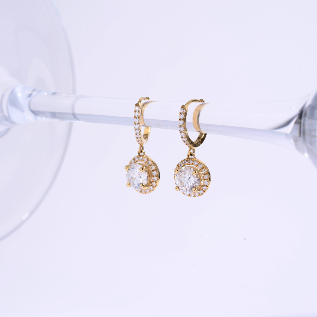 Saanvi Huggies in Moissanite and Gold by Vai Ra