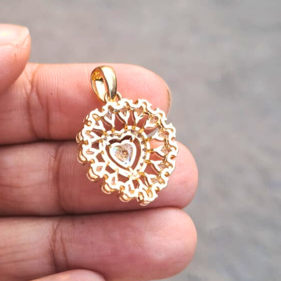 Aiko Heart Pendant in Lab Diamond and Moissanite by Vai Ra