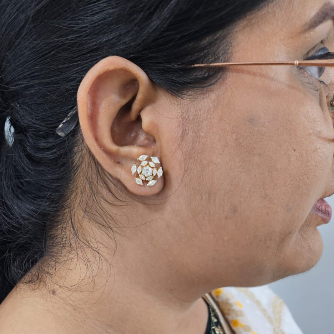 Marquise Halo Earrings by Vai Ra in Moissanite and Diamond