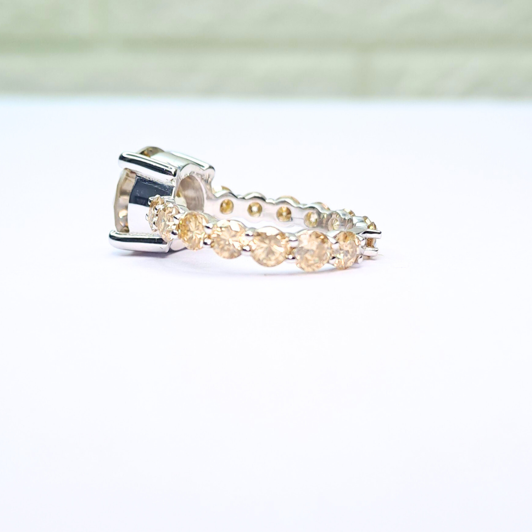 Jiva Yellow Diamond Halo Ring in Moissanite and Lab grown by Vai Ra