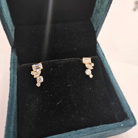 Tuhi Ear Rings in Moissanite and Lab Diamond by Vai Ra