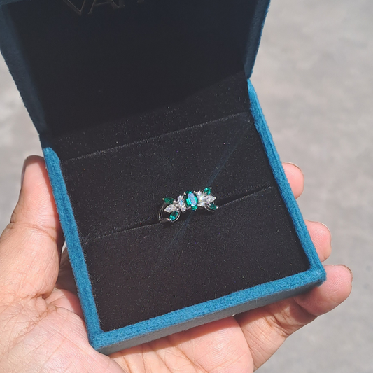 Vai Ra Emerald Ring with Moissanite
