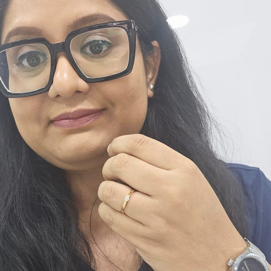 Komal Solitaire Ring in Moissanite and Diamond by Vai Ra