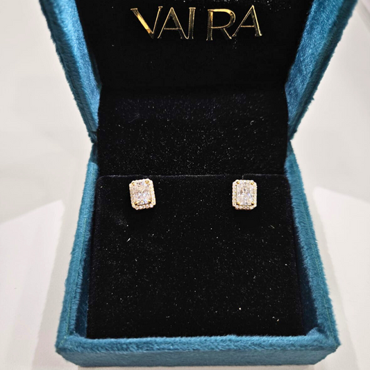 Radiant Halo Moissanite Ear Rings by Vai Ra
