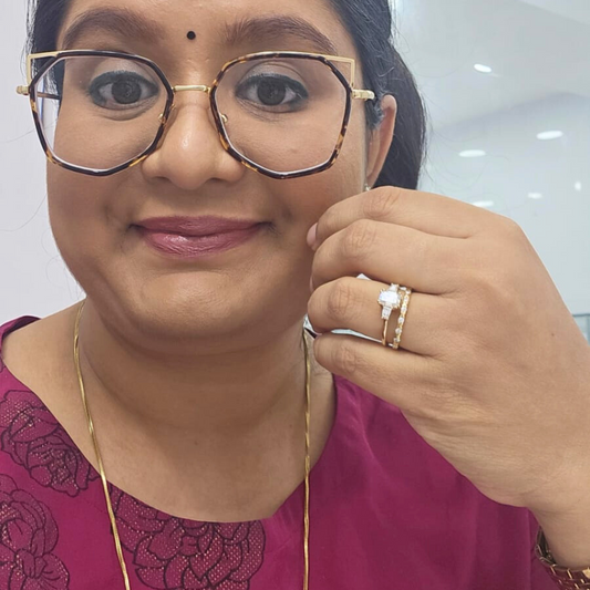 Prova Ring Set in Moissanite and Lab Diamond by Vai Ra