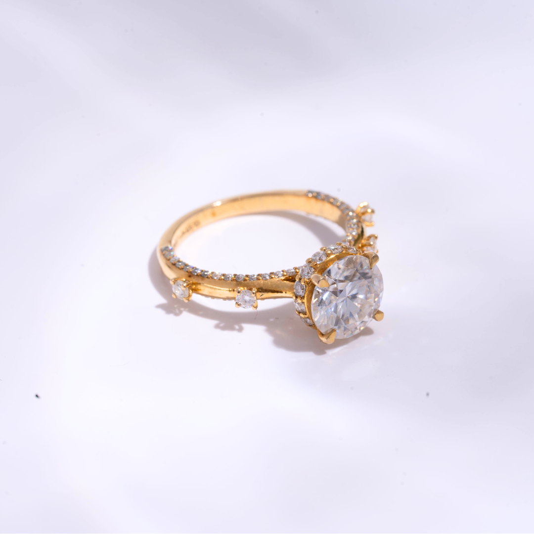 Raksha Ring in Moissanite and Lab Diamond by Vai Ra