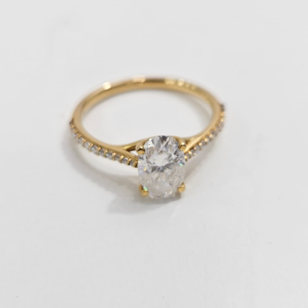 Mau Oval Solitaire Ring in Moissanite by Vai Ra