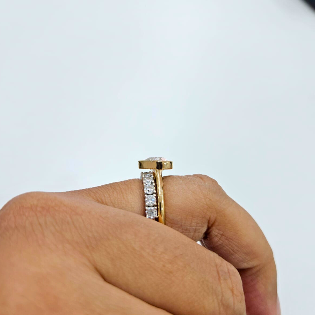 Tiva Heart Solitiare Ring in Moissanite and Diamond by Vai Ra