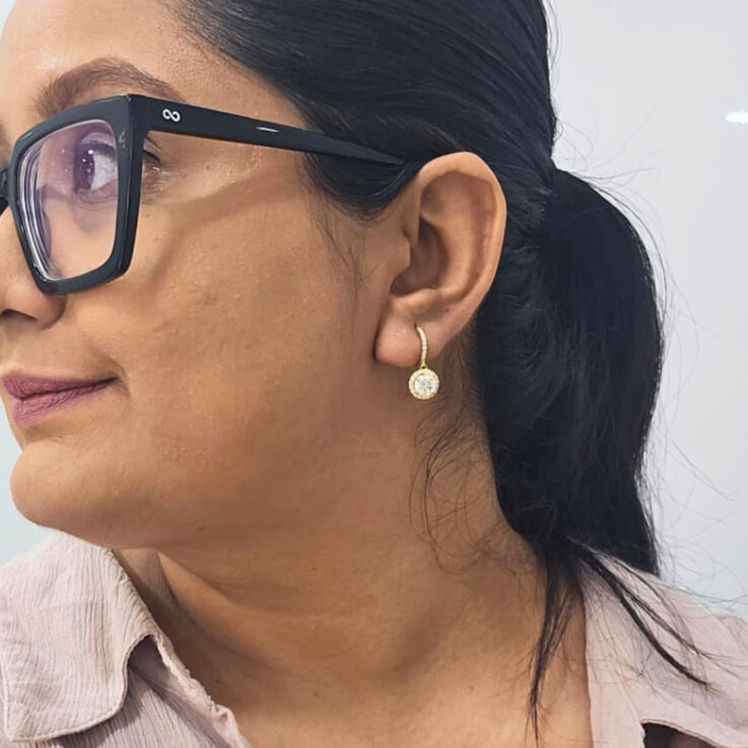 Saanvi Huggies in Moissanite and Gold by Vai Ra