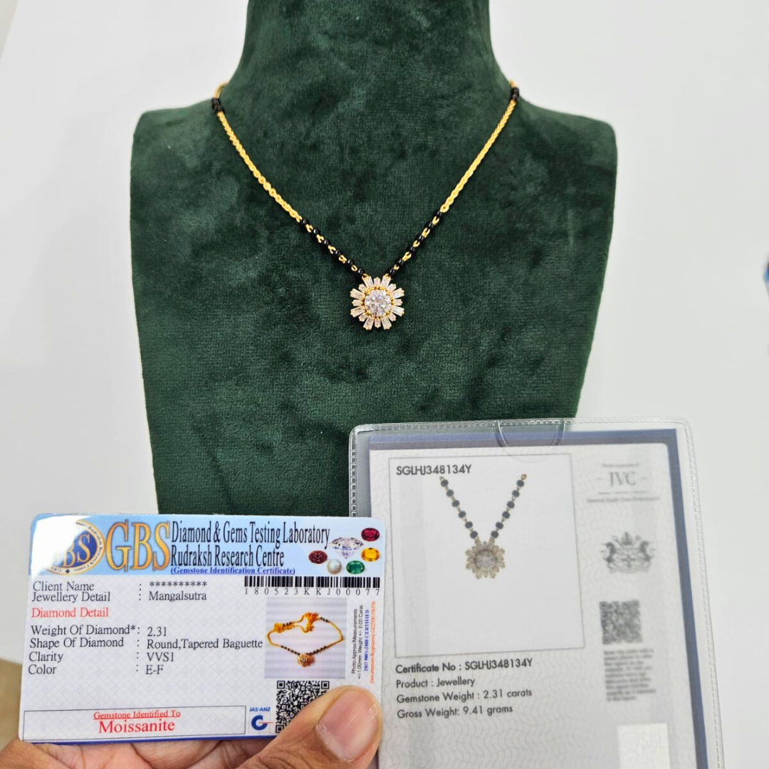 Suryamukhi Mangalsutra in Moissanite and lab grown diamond by Vai Ra