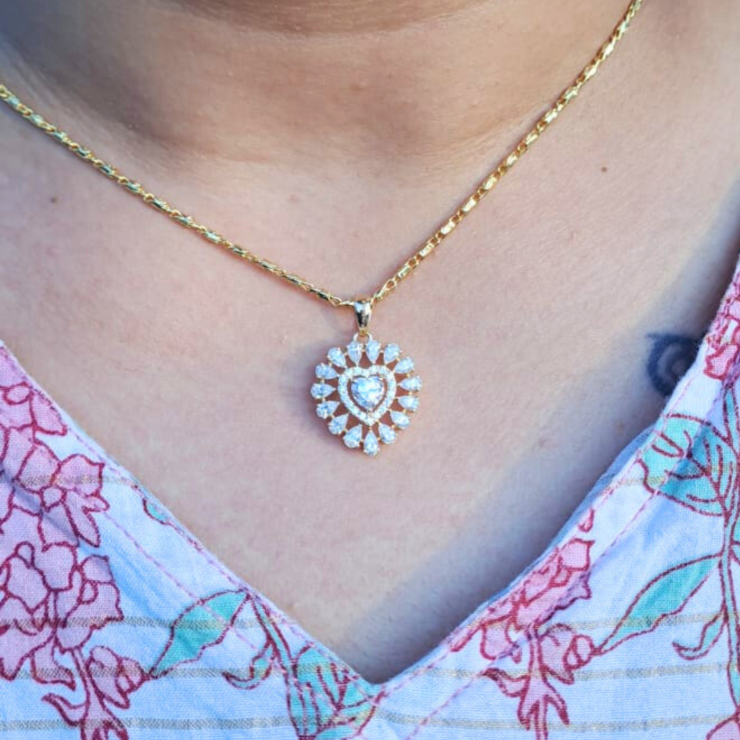 Aiko Heart Pendant in Lab Diamond and Moissanite by Vai Ra
